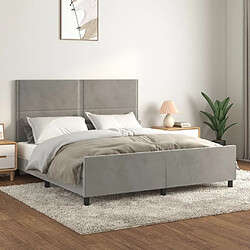 Maison Chic Lit adulte - Cadre Structure de lit avec tête de lit Contemporain Gris clair 180x200 cm Velours -MN73017