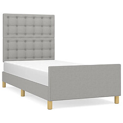 vidaXL Cadre de lit sans matelas avec tête de lit gris clair 90x190cm