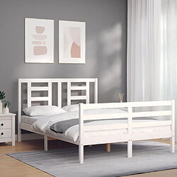 Maison Chic Lit adulte - Cadre Structure de lit avec tête de lit Contemporain blanc 120x200 cm bois massif -MN37921