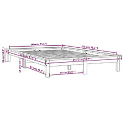 vidaXL Cadre de lit sans matelas marron miel 140x200 cm bois massif pas cher