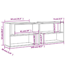 vidaXL Meuble TV Gris brillant 149x30x52 cm Bois d'ingénierie pas cher