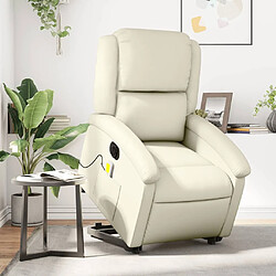 Maison Chic Fauteuil Relax pour salon, Fauteuil inclinable de massage électrique crème similicuir -GKD62600