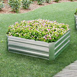 Carré potager Barneveld cadre sans fond en acier 90 x 90 x 30 cm argenté [en.casa]