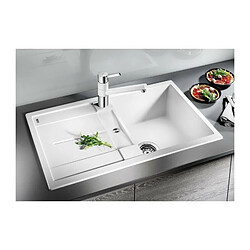 BLANCO Metra 45S - evier - SILGRANIT - 1 cuve - egouttoir reversible - vidage auto - siphon inclus - blanc