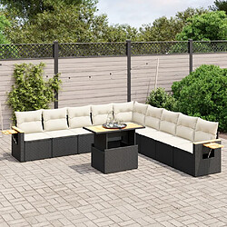 Maison Chic Salon de jardin 11 pcs avec coussins, Ensemble Tables et chaises d'extérieur noir résine tressée -GKD931915