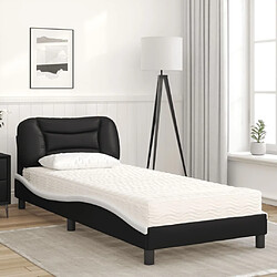 Avis Vidaxl Lit avec matelas noir et blanc 90x190 cm similicuir