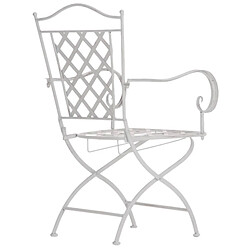 Decoshop26 Lot de 2 chaises de jardin balcon terrasse avec accoudoirs en métal blanc vieilli 10_0002858 pas cher