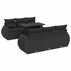 vidaXL Salon de jardin 7 pcs avec coussins noir résine tressée