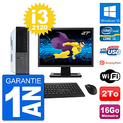 PC Dell 990 DT Ecran 27" Intel i3-2120 RAM 16Go Disque Dur 2To Windows 10 Wifi - Occasion