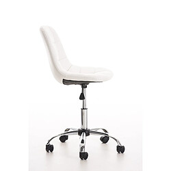 Avis Decoshop26 Chaise de bureau tabouret sur roulettes hauteur réglable en PVC blanc et métal chromé 10_0002484