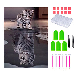 Kits De Point De Croix De Broderie De Peinture De Diamant 5D Avec L'outil A Réfléchi Le Tigre