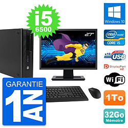 PC HP 800 G2 SFF Ecran 27" Intel i5-6500 RAM 32Go Disque 1To Windows 10 Wifi - Occasion