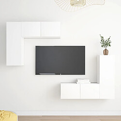 Maison Chic Ensemble de meubles TV 4 pcs | Banc TV Moderne pour salon | Meuble de Rangement - Blanc Aggloméré -MN53778