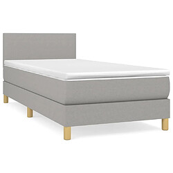 Maison Chic Lit Adulte - Lit simple Lit à sommier tapissier avec matelas moelleux - Meuble de Chambre - Gris clair 100x200cm Tissu -MN49578