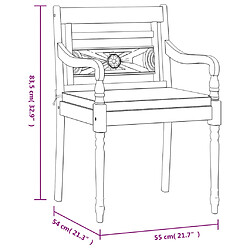 vidaXL Ensemble à manger de jardin et coussins blanc 3 pcs teck massif pas cher