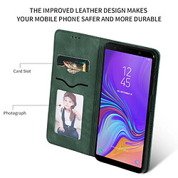 Wewoo Housse Coque en cuir à rabat horizontal magnétique Business Skin Feel Retro pour Samsung Galaxy A7 2018 vert armée