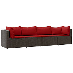 Maison Chic Salon de jardin 4 pcs + coussins - Mobilier/Meubles de jardin - Table et chaises d'extérieur Marron Résine tressée -MN75096