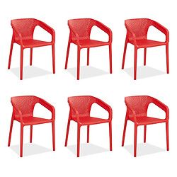 Homestyle4U Lot de 6 chaises jardin en rouge