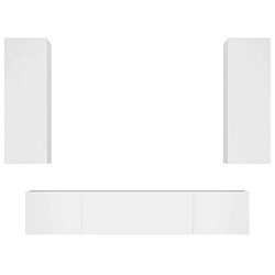 Maison Chic Ensemble de meubles TV 4 pcs | Banc TV Moderne pour salon | Meuble de Rangement - Blanc Bois d'ingénierie -MN41159