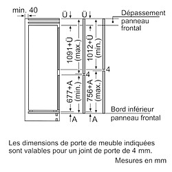 Réfrigérateur combiné intégrable à glissière 260l - ki86nnsf0 - SIEMENS pas cher