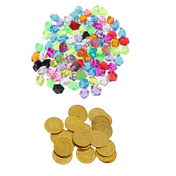 Pierres précieuses de pirate avec pièces d'or en plastique Pirates Party Game Play Set Toys A pas cher