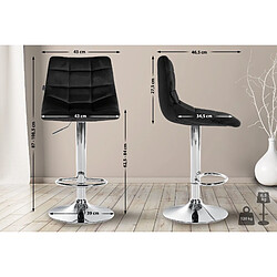 Decoshop26 Lot de 2 tabourets de bar en velours noir base métal chromé réglable en hauteur et repose-pieds TDB10634