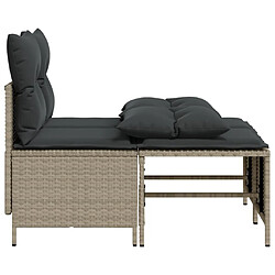 Avis vidaXL Salon de jardin 4 pcs avec coussins gris clair résine tressée