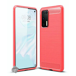 Htdmobiles Coque silicone gel carbone pour Huawei P40 + film ecran - ROUGE