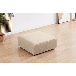 Pegane Pouf pour canapé en tissu beige avec structure interne en bois - Longueur 90 x Profondeur 90 x Hauteur 42 cm