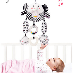 Universal Jouet bébé hochet enfant 06 12 mois ensemble nouveau-né bébé noir blanc peluche douce mignon animal accroché à l'horloge de lit cadeau | Berceau téléphone mobile