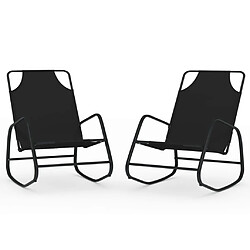 vidaXL Chaises longues à bascule 2 pcs Noir Acier et textilène