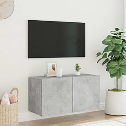 Acheter vidaXL Meuble TV mural avec lumières LED gris béton 80x35x41 cm