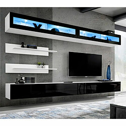 Paris Prix Meuble TV Mural Design Fly VII 320cm Noir & Blanc