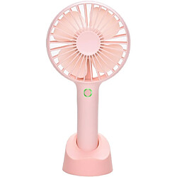 Mini Ventilateur Portatif Portatif Rechargeable USB avec Base, Batterie 2500mAh, 4 Modes pour la Maison, le Bureau, la Chambre et les Voyages en Plein Air (Rose)