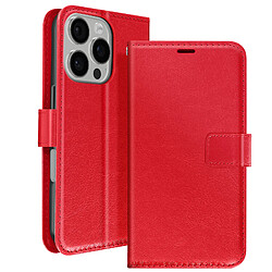 Mayaxess Étui pour iPhone 16 Pro Portefeuille avec Dragonne Rouge