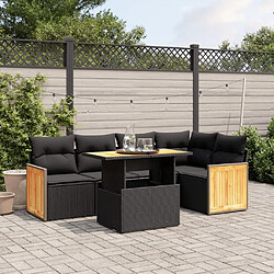 Maison Chic Ensemble Tables et chaises d'extérieur 6pcs avec coussins,Salon de jardin noir résine tressée -GKD639166