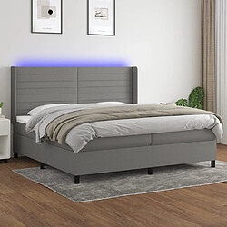 Sommier à lattes et matelas LED,Cadre à lattes de lit pour Adulte Gris foncé 200x200 cm Tissu -MN32079