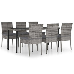 Salle à manger de jardin 7 pcs,Table et chaise à dîner Résine tressée Gris -MN94301