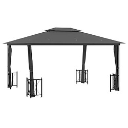 Maison Chic Tonnelle | Pergola avec parois et toit double 3x4 m Anthracite -GKD99844