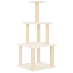 Helloshop26 Arbre à chat meuble tour grimper jouet grattage grattoir escalade plateforme avec griffoirs en sisal 111 cm crème 02_0022459