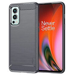 Coque en TPU MOFI Texture en fibre de carbone, surface brossée, gris pour votre OnePlus Nord 2 5G