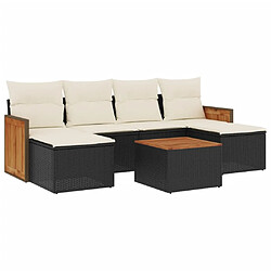 Maison Chic Ensemble Tables et chaises d'extérieur 7pcs avec coussins,Salon de jardin noir résine tressée -GKD415650