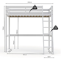 Avis Le Quai Des Affaires Lit mezzanine STUDIO 90x200 + 1 sommier / Blanc