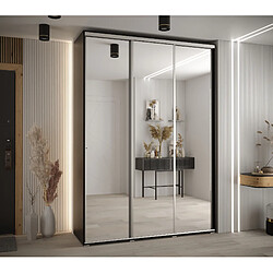 Abiks Meble Armoire à portes coulissantes Davos 2 H235.2 x L170 x P45 3 portes coulissante (Noir/Noir/Argent)