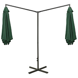 Avis vidaXL Parasol de jardin double avec mât en acier vert 600 cm