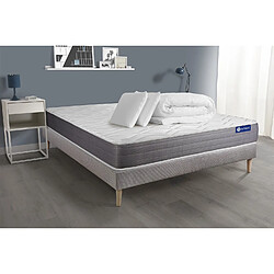 ACTISOM Pack prêt à dormir matelas ACTIFLEX DREAM Ressorts ensachés + mémoire de forme 160x200 + sommier KIT gris +2oreillers+couette