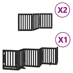 vidaXL Barrière pour chien porte pliable 12panneaux noir bois peuplier