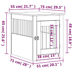 vidaXL Meuble de cage pour chiens sonoma gris 55x75x65 cm pas cher