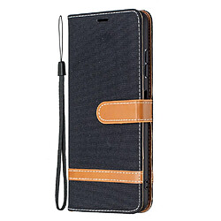 Etui en PU Tissu de jeans de couleurs assorties avec dragonne noir pour votre Samsung Galaxy A22 5G (EU Version)