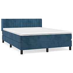 Maison Chic Lit Adulte - Lit simple Lit à sommier tapissier et matelas moelleux - Meuble de Chambre - Bleu foncé 140x190cm Velours -MN73910